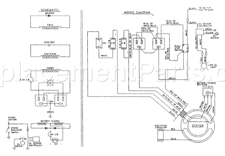 Page C Diagram and Parts List for 9482-0  Briggs and Stratton Generator